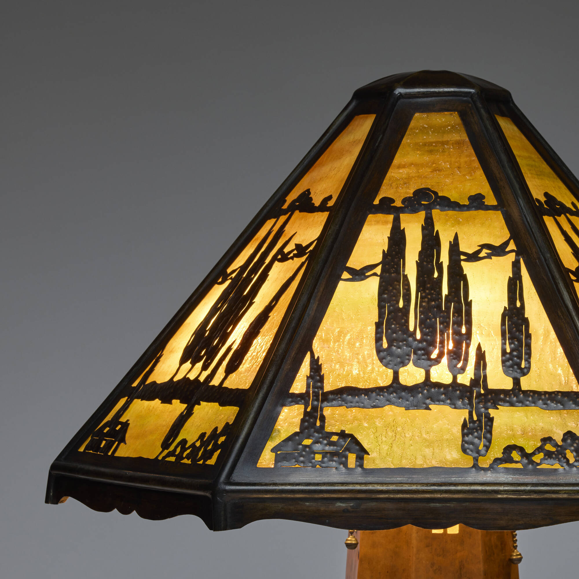 108: LIMBERT, Rare Windmill variation scenic table lamp