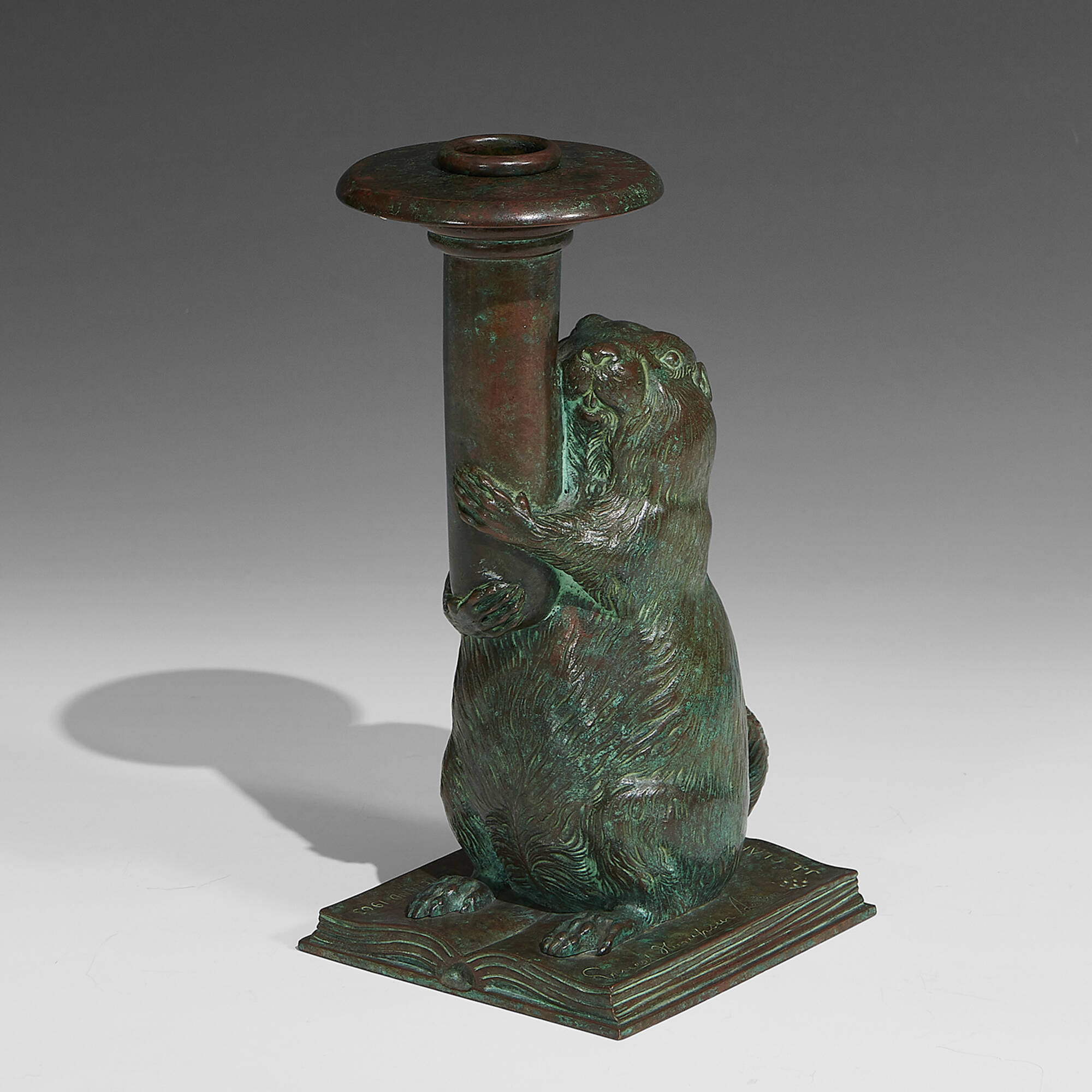 Tiffany キャンドルスタンド 11: TIFFANY STUDIOS, Groundhog candlestick for the Rowfant