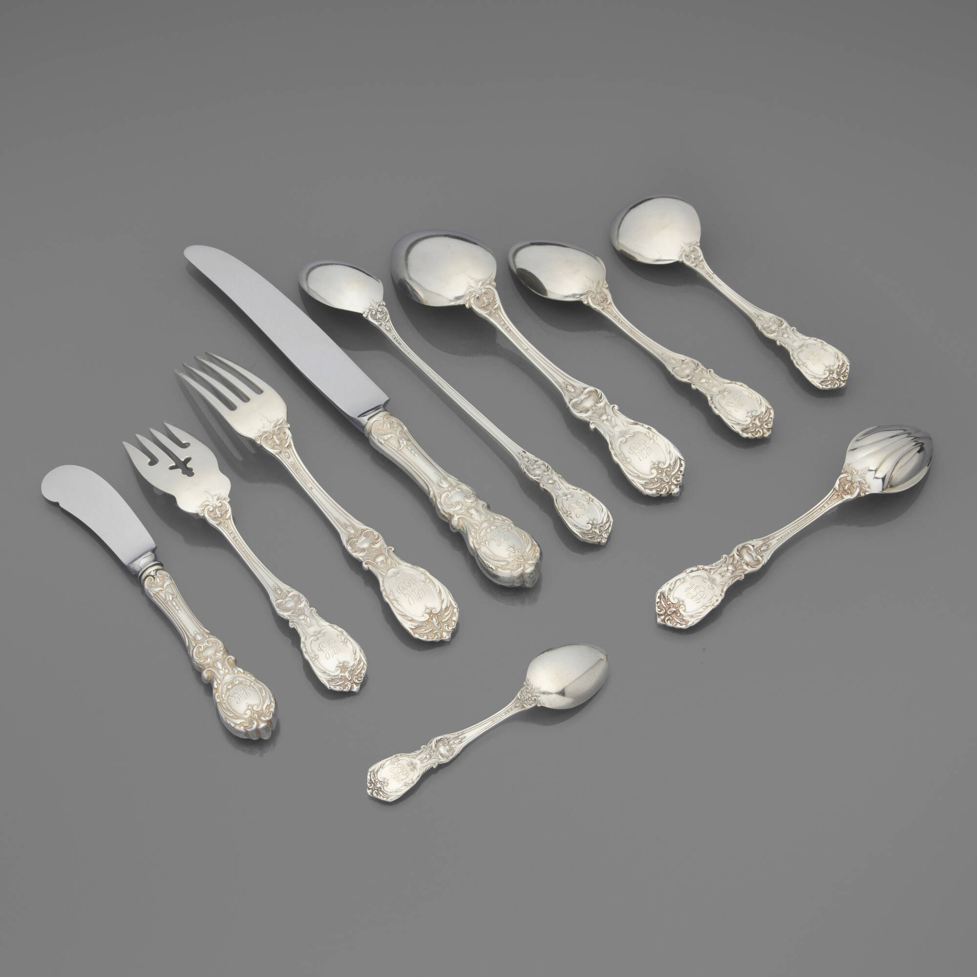 129 ERNEST MEYER FOR REED BARTON Francis I flatware service Great Estates 29 October 2024 Auctions Toomey Co. Auctioneers