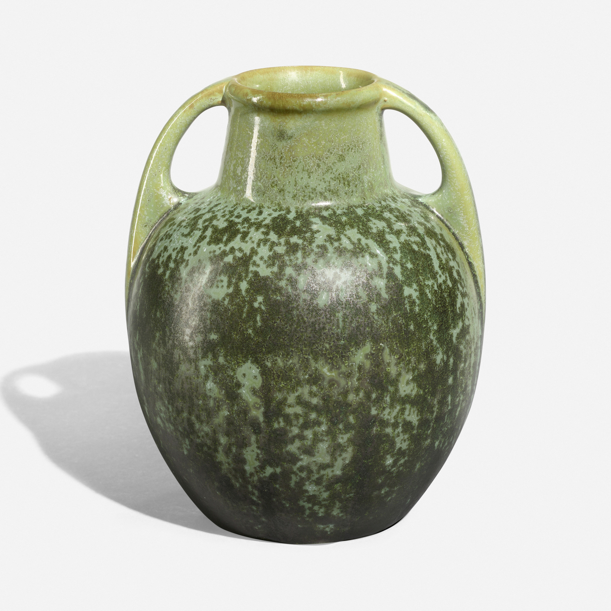Large Two Handled Green Glazed Fulper Vase Large Two Handled Green Glazed Fulper Vase