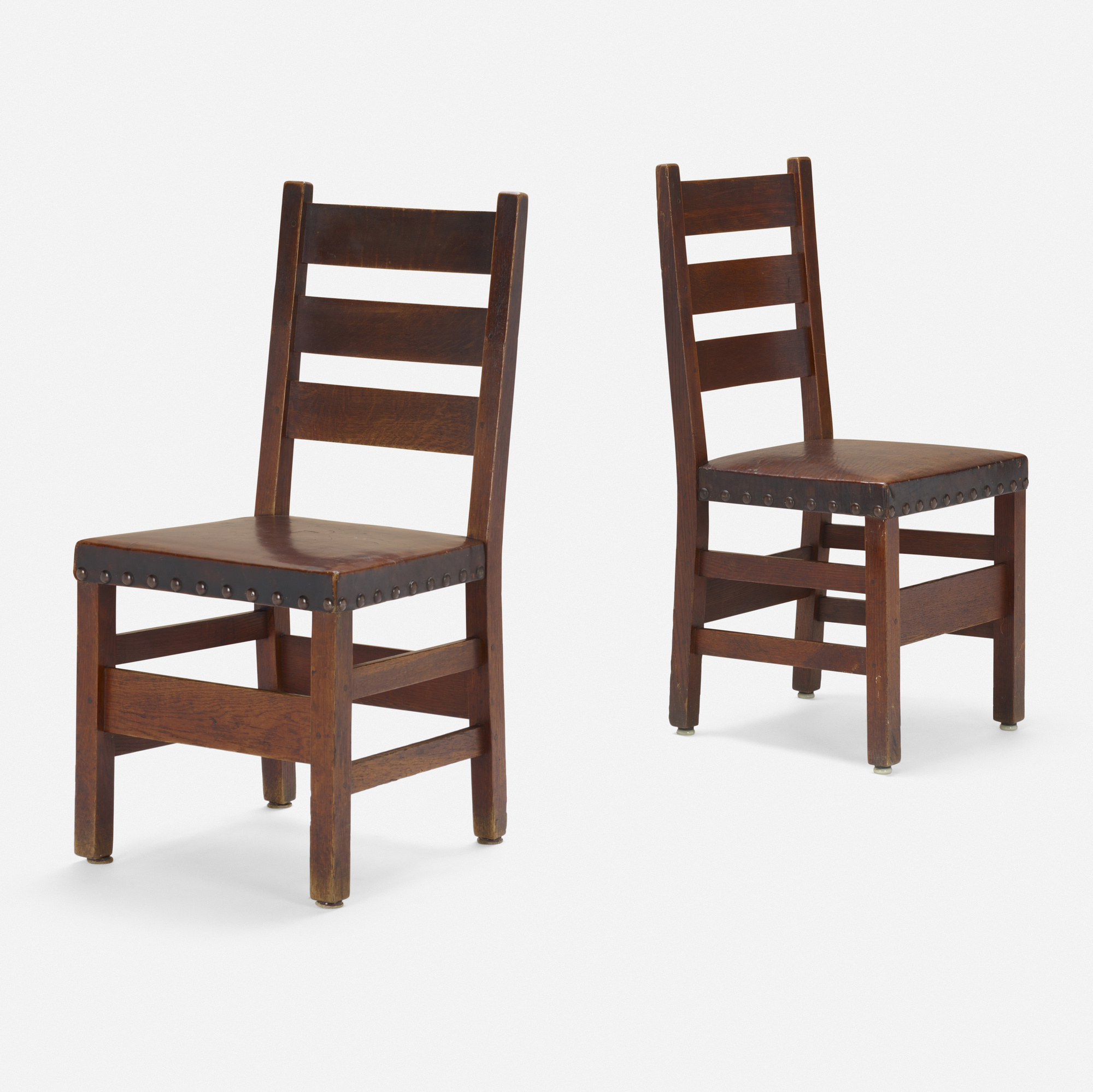 143 GUSTAV STICKLEY Heavy ladder back dining chairs model 349 1 2 assembled set of eight Early 20th Century Design 2 March 2023 Auctions Toomey Co. Auctioneers