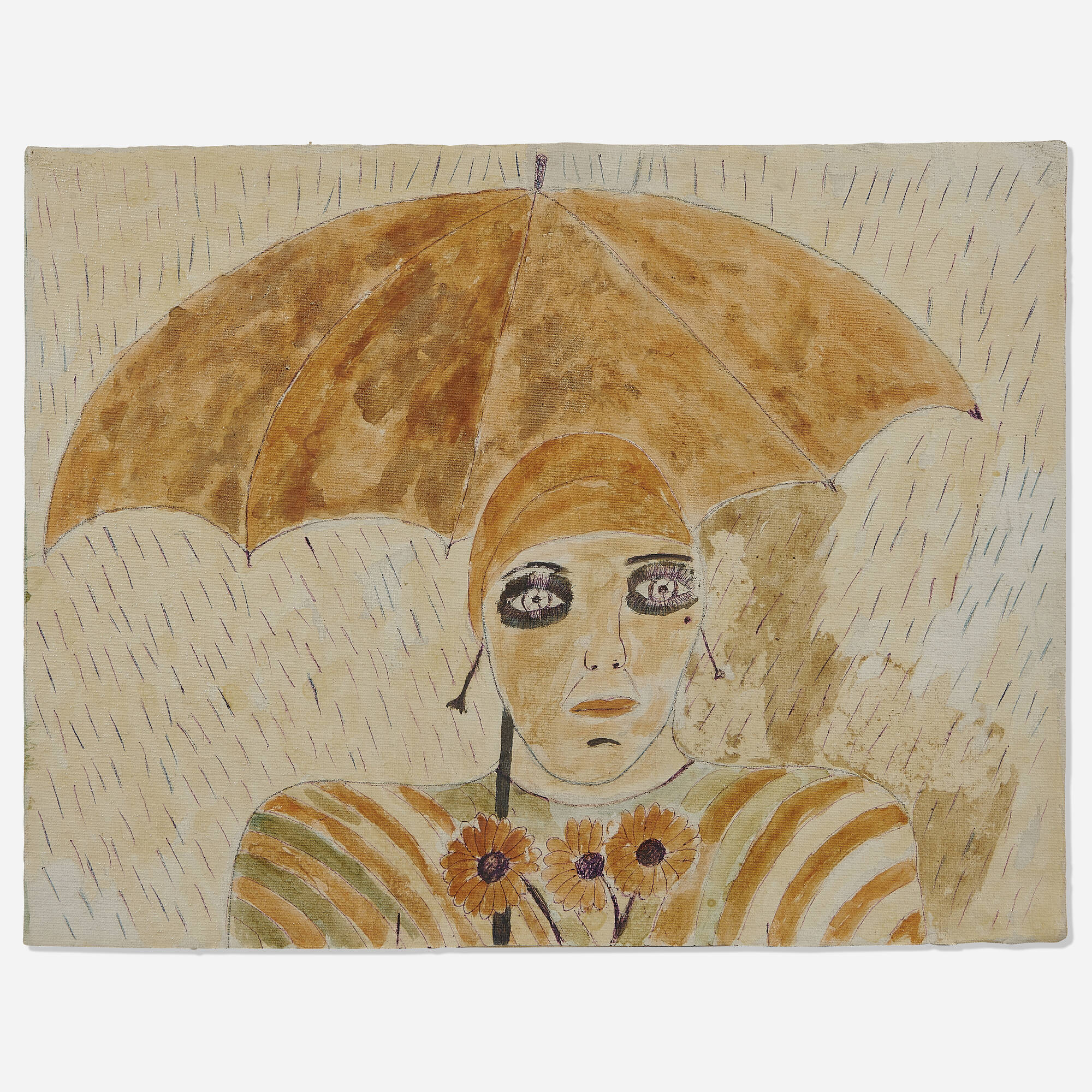 144: LEE GODIE, Woman with Umbrella and Daisies < Folk, Outsider &  Self-Taught Art + Americana, 11 October 2022 < Auctions | Toomey & Co.  Auctioneers