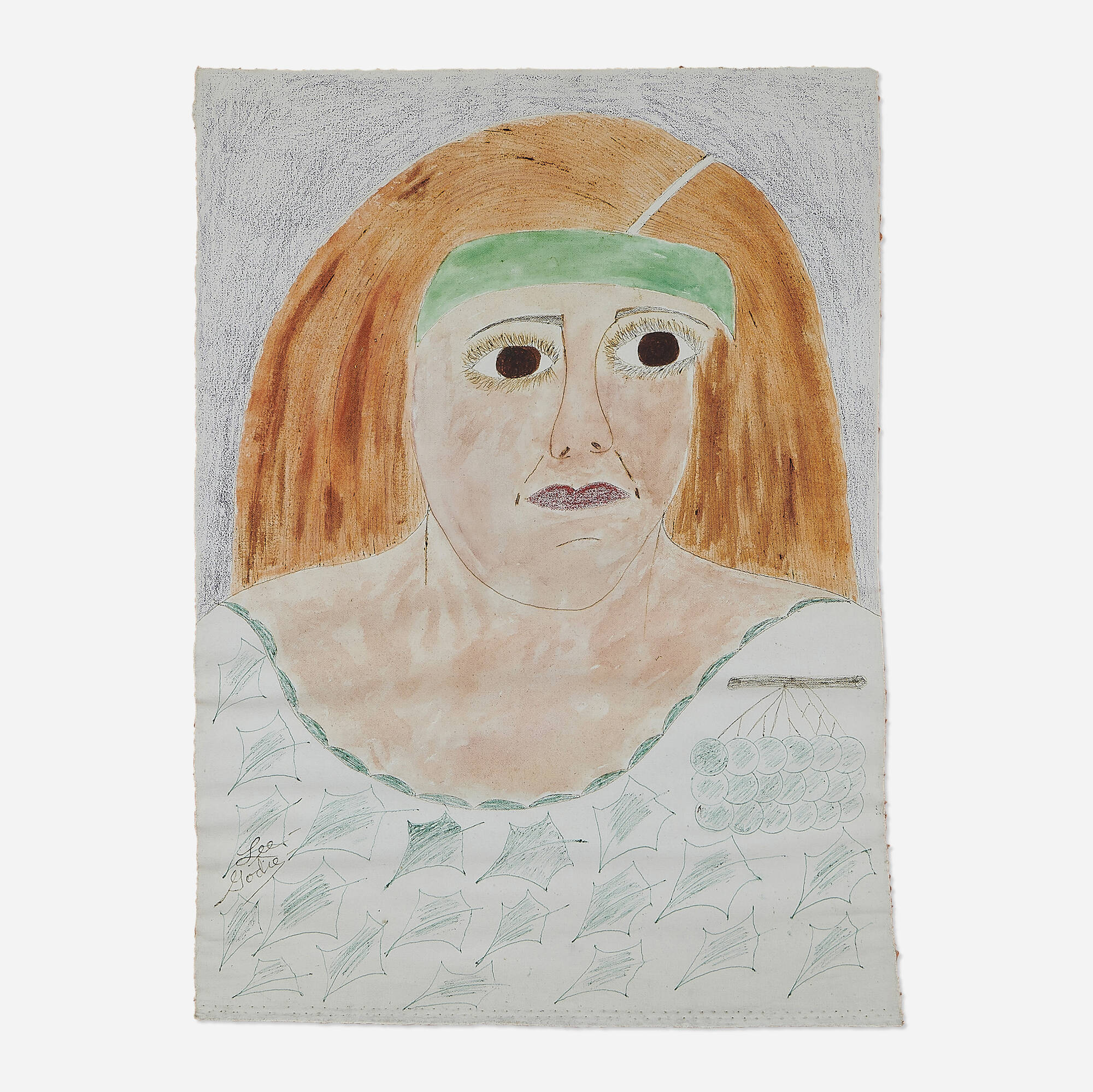 145: LEE GODIE, Woman with Green Headband < Folk, Outsider & Self-Taught  Art + Americana, 11 October 2022 < Auctions | Toomey & Co. Auctioneers