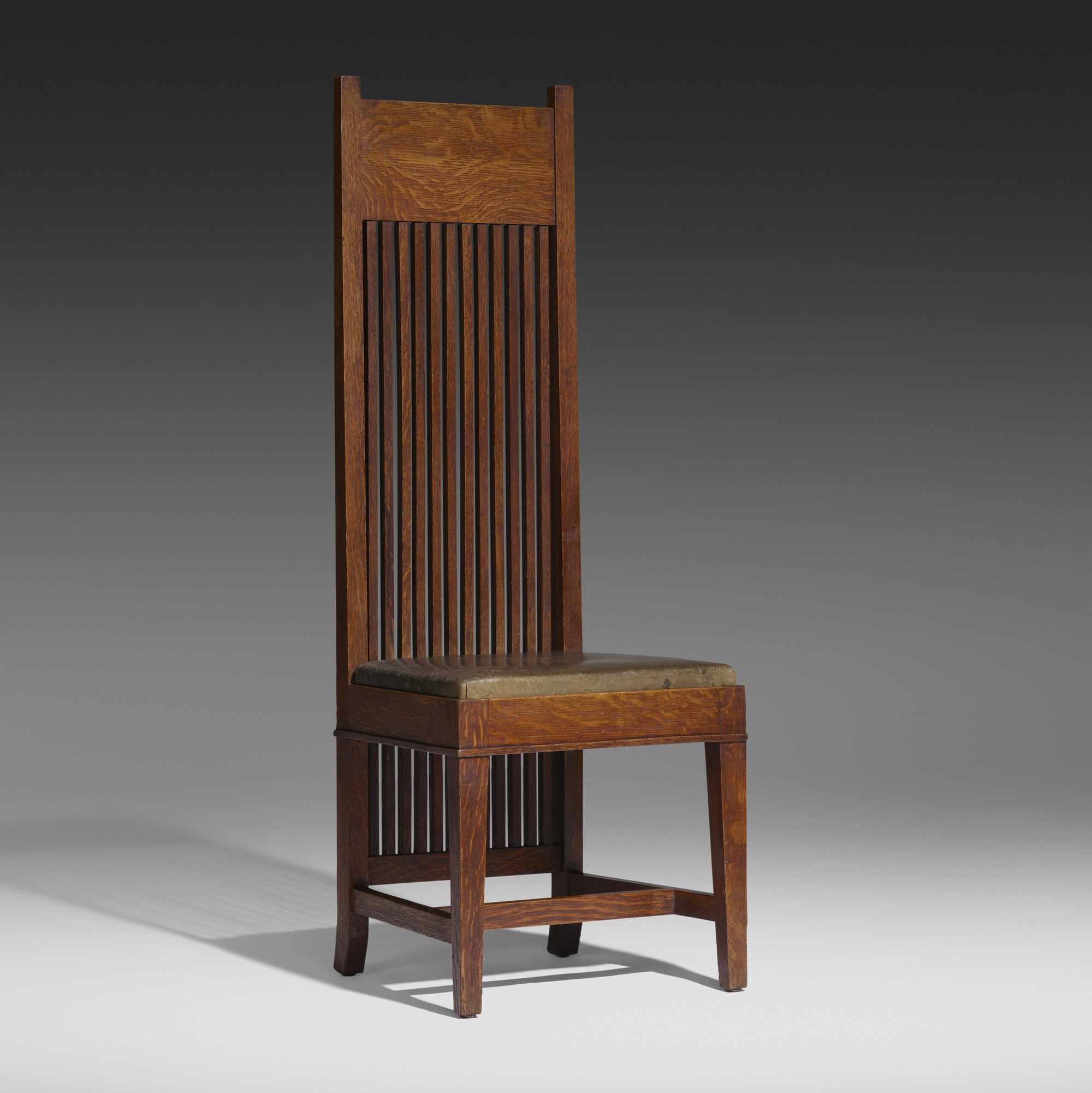 156 FRANK LLOYD WRIGHT Important tall back chair from the Susan L. Dana House Springfield IL Early 20th Century Design 2 March 2023 Auctions Toomey Co. Auctioneers
