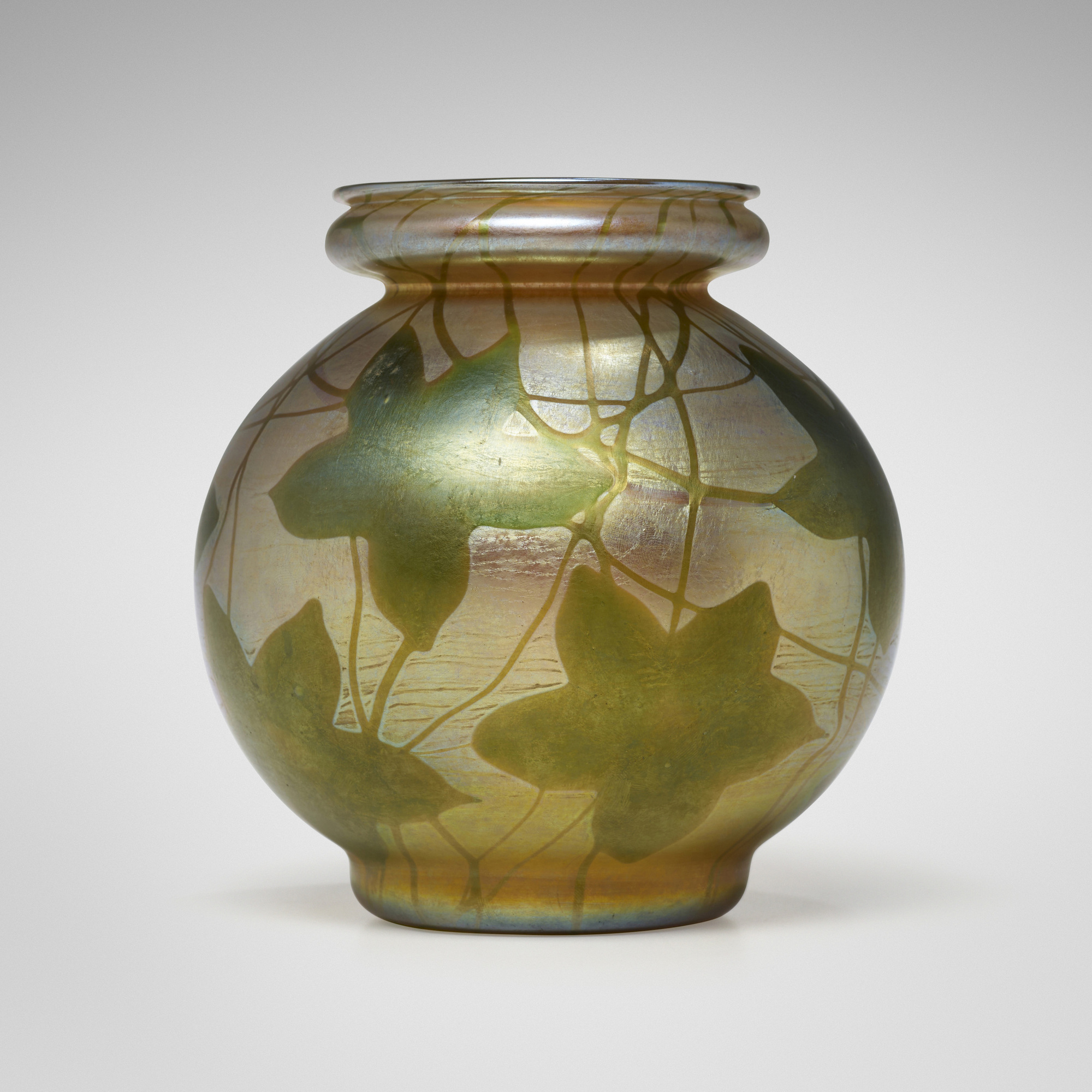 158: TIFFANY STUDIOS, Leaf and Vine vase < Art Nouveau | Art