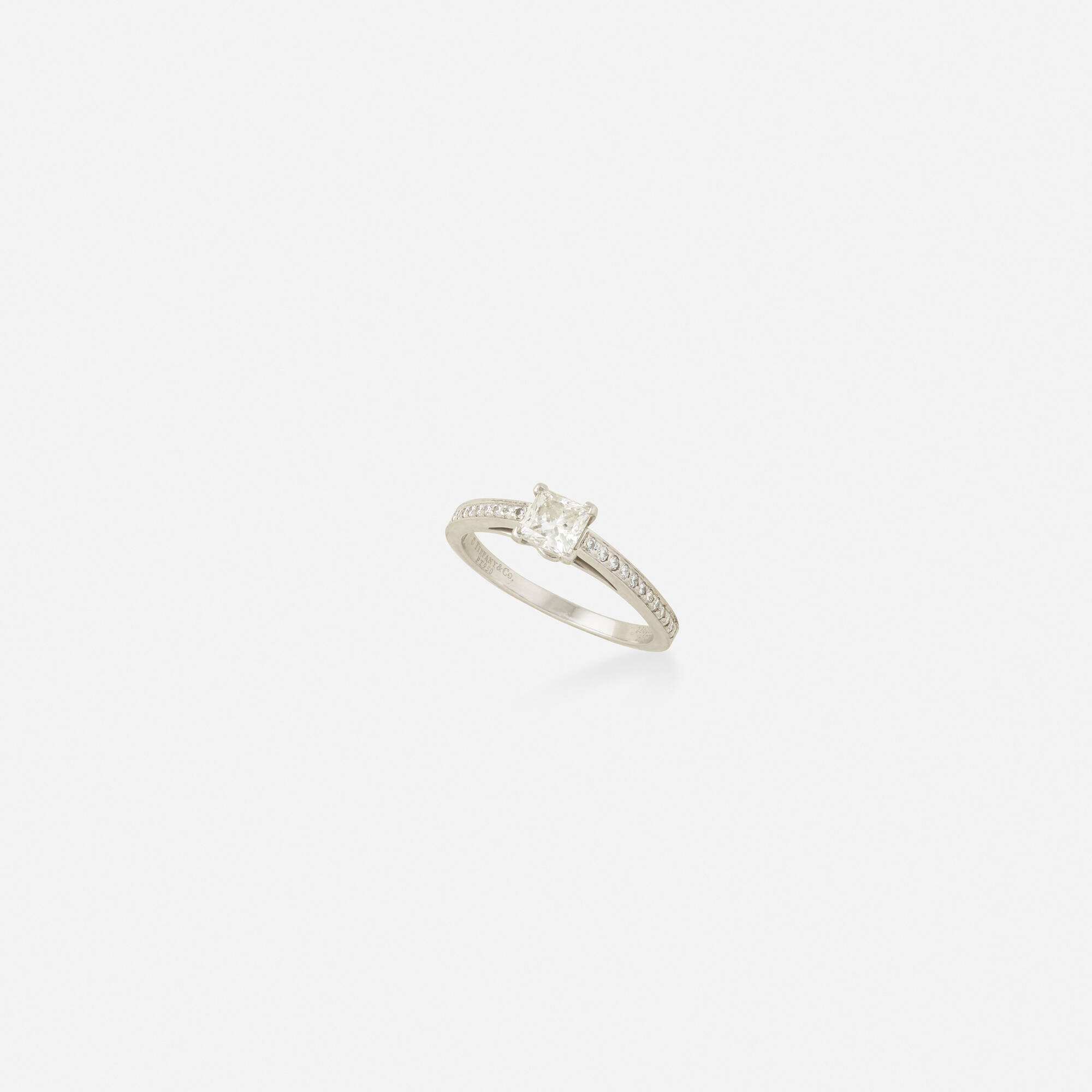 160 TIFFANY CO. Platinum and diamond engagement ring Jewelry Unlimited 6 December 2022 Auctions Toomey Co. Auctioneers