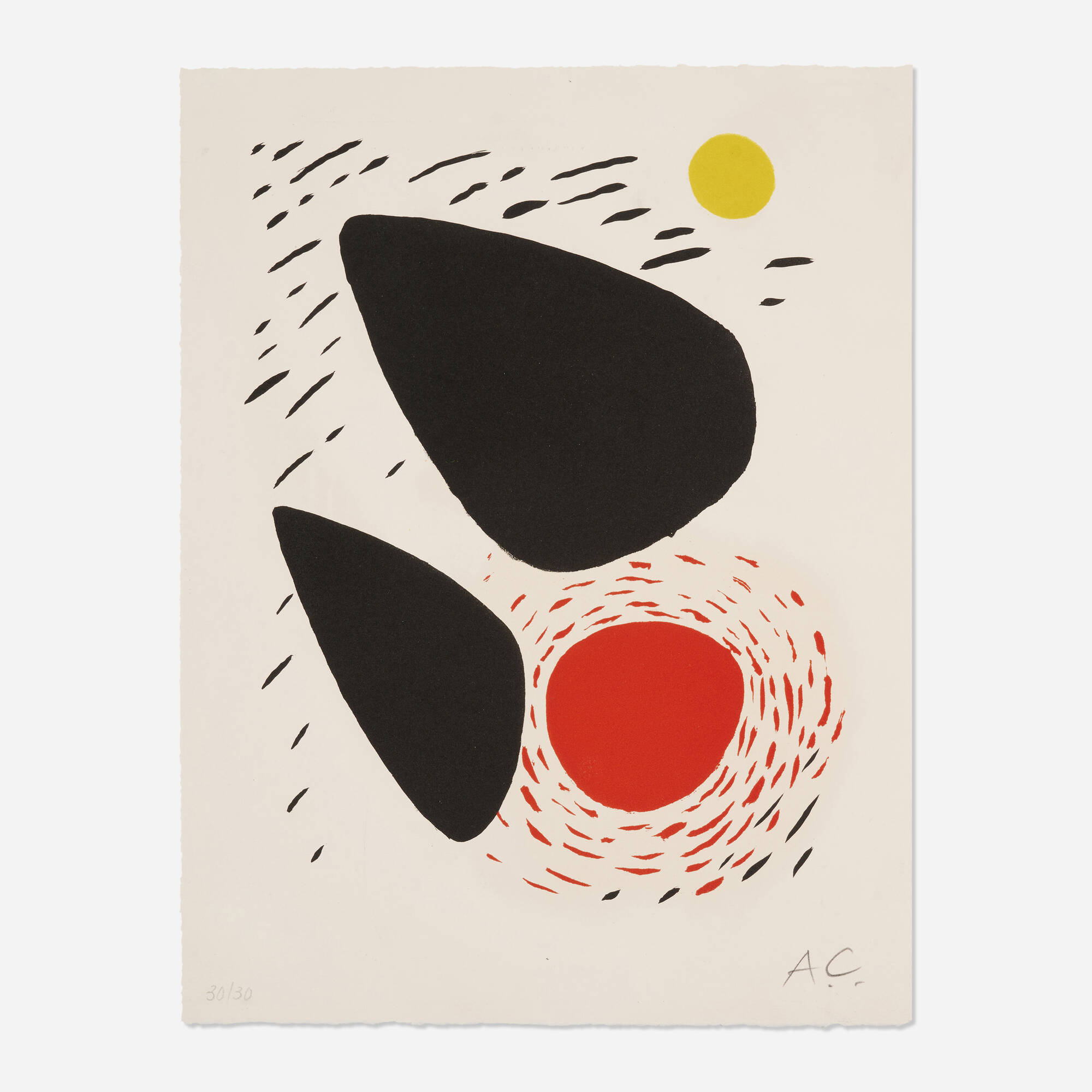Alexander Calder、Pebbles、希少画集画、新品額装付 Alexander Calder | Untitled (1976, Lithograph)