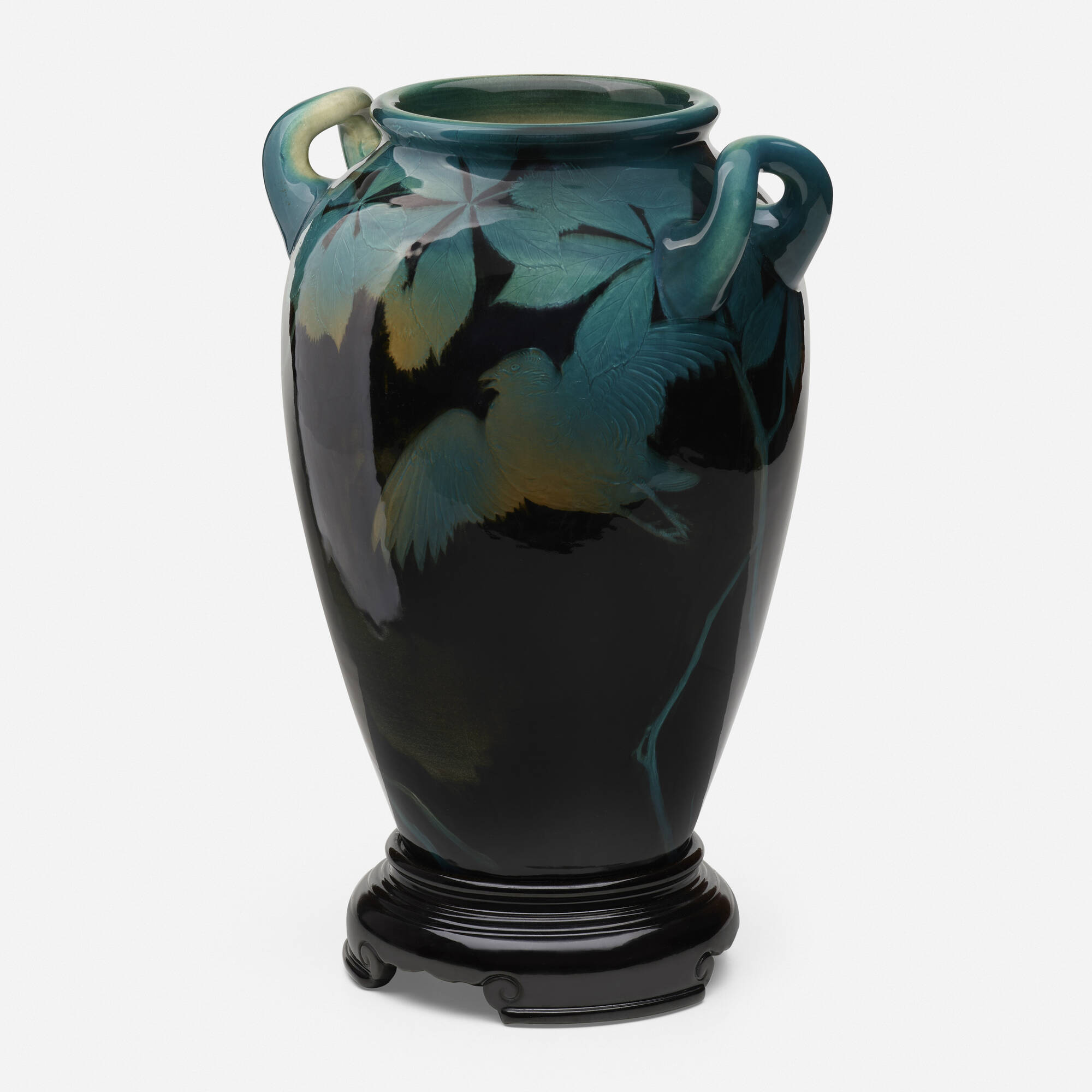 176: ROOKWOOD POTTERY, ATTRIBUTED TO KATARO SHIRAYAMADANI, Rare Black Iris  Glaze vase with sparrows and buckeye branches on stand < Keramics &  Rookwood: American & European Art Pottery, 2 November 2022 < Auctions |  Toomey & Co 
