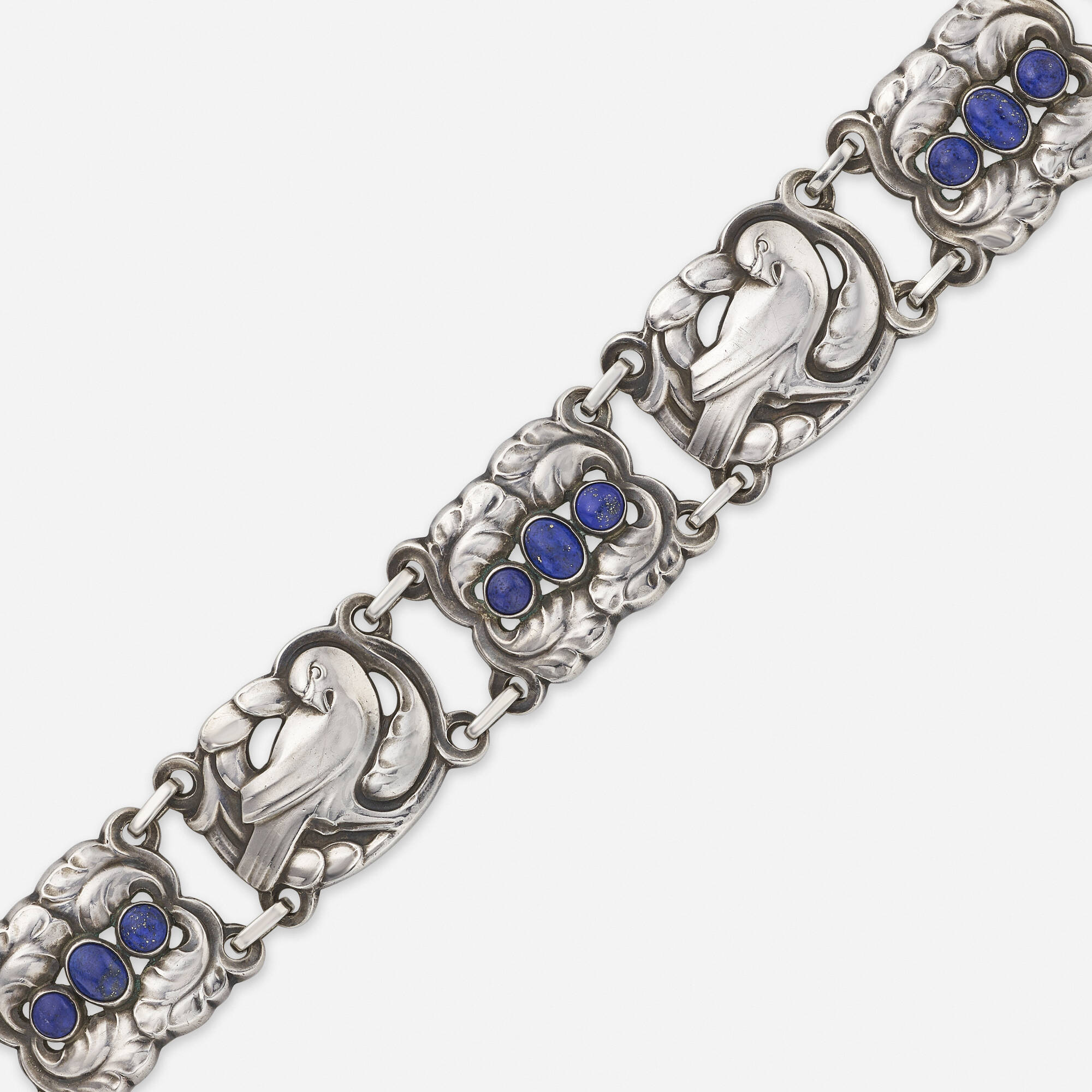 184 GEORG JENSEN Sterling silver and lapis lazuli bracelet Jewelry Antique to Art Deco 16 April 2024 Auctions Toomey Co. Auctioneers