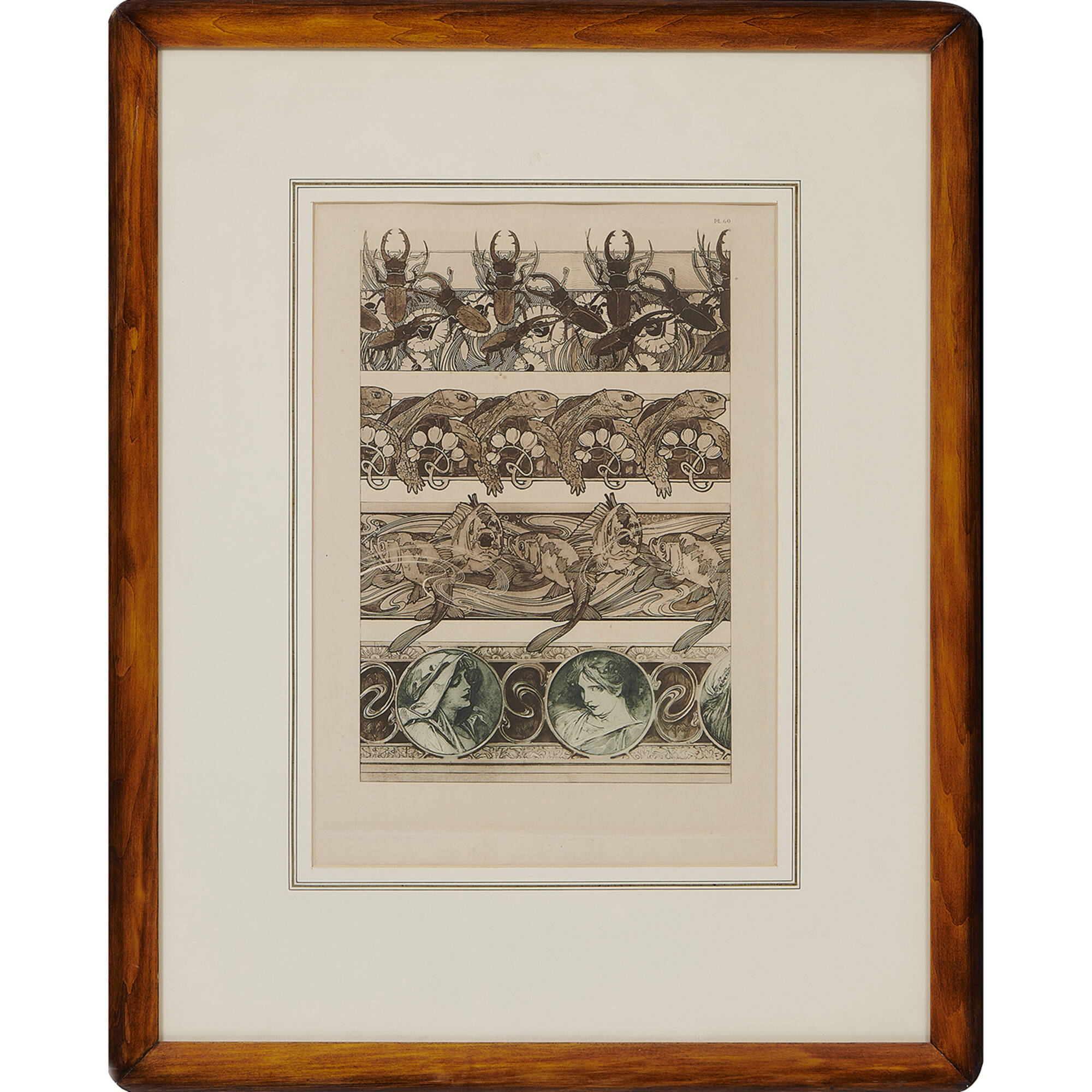 193: ALPHONSE MUCHA, plate 60 (stag beetle, tortoise, koi and two busts of  women), from Documents Décoratifs, 1902 < The Ira Simon Collection: Sold  for the Benefit of the Art Institute of