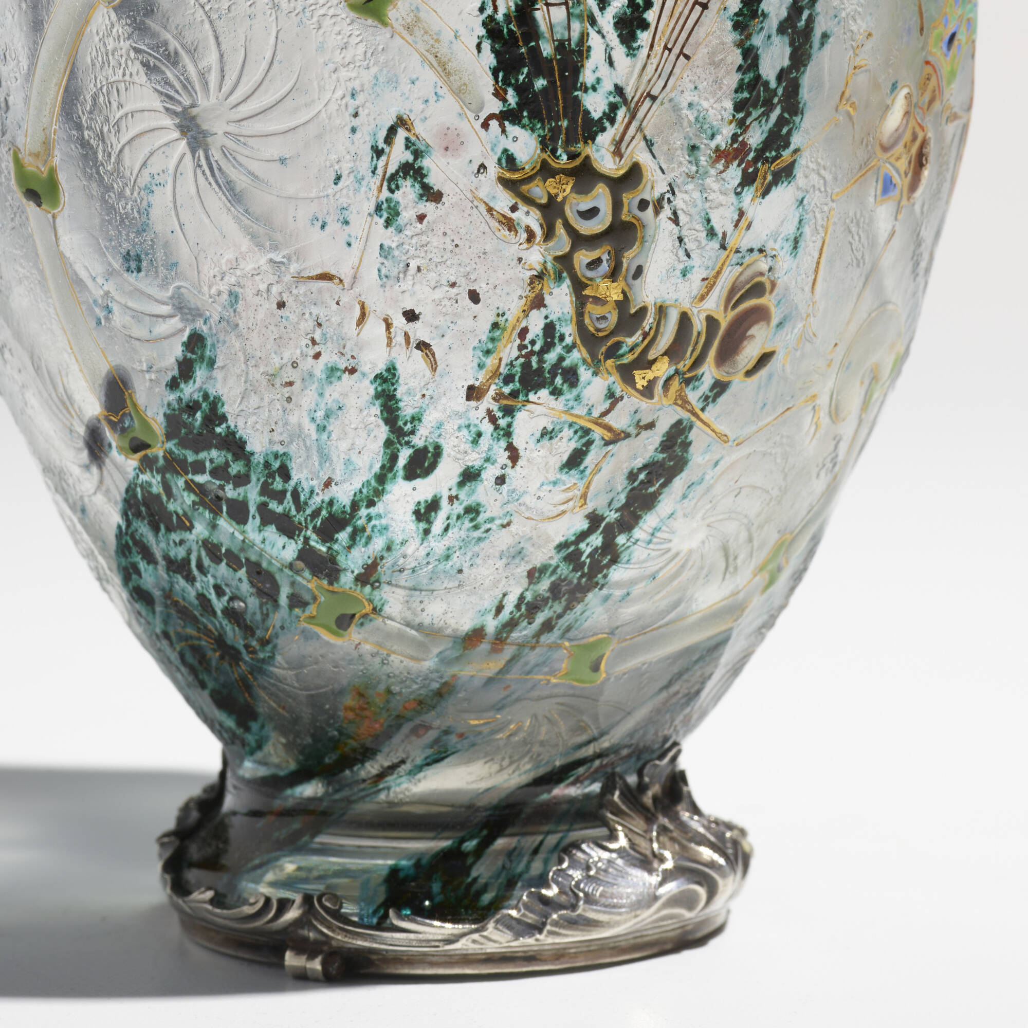 正規激安 244: ÉMILE GALLÉ, Rare dragonfly vase with silver overlay アート・デザイン・音楽