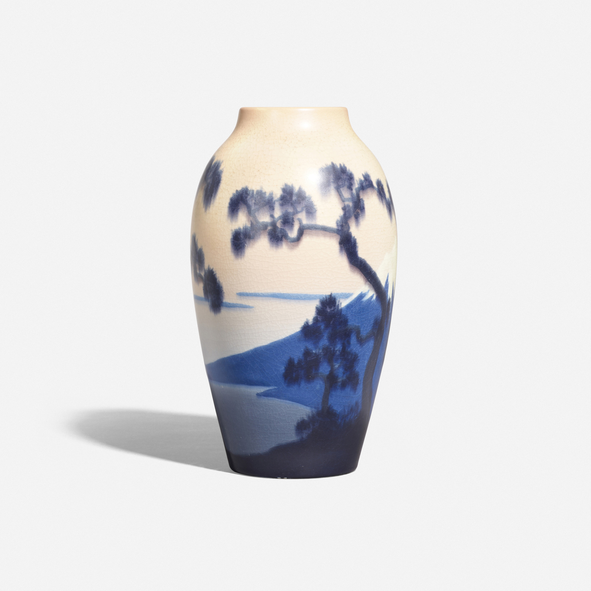 Blue & White Porcelain Trumpet Vase - Trailing Leaf Design Blue & White Porcelain Trumpet Vase - Trailing Leaf Design