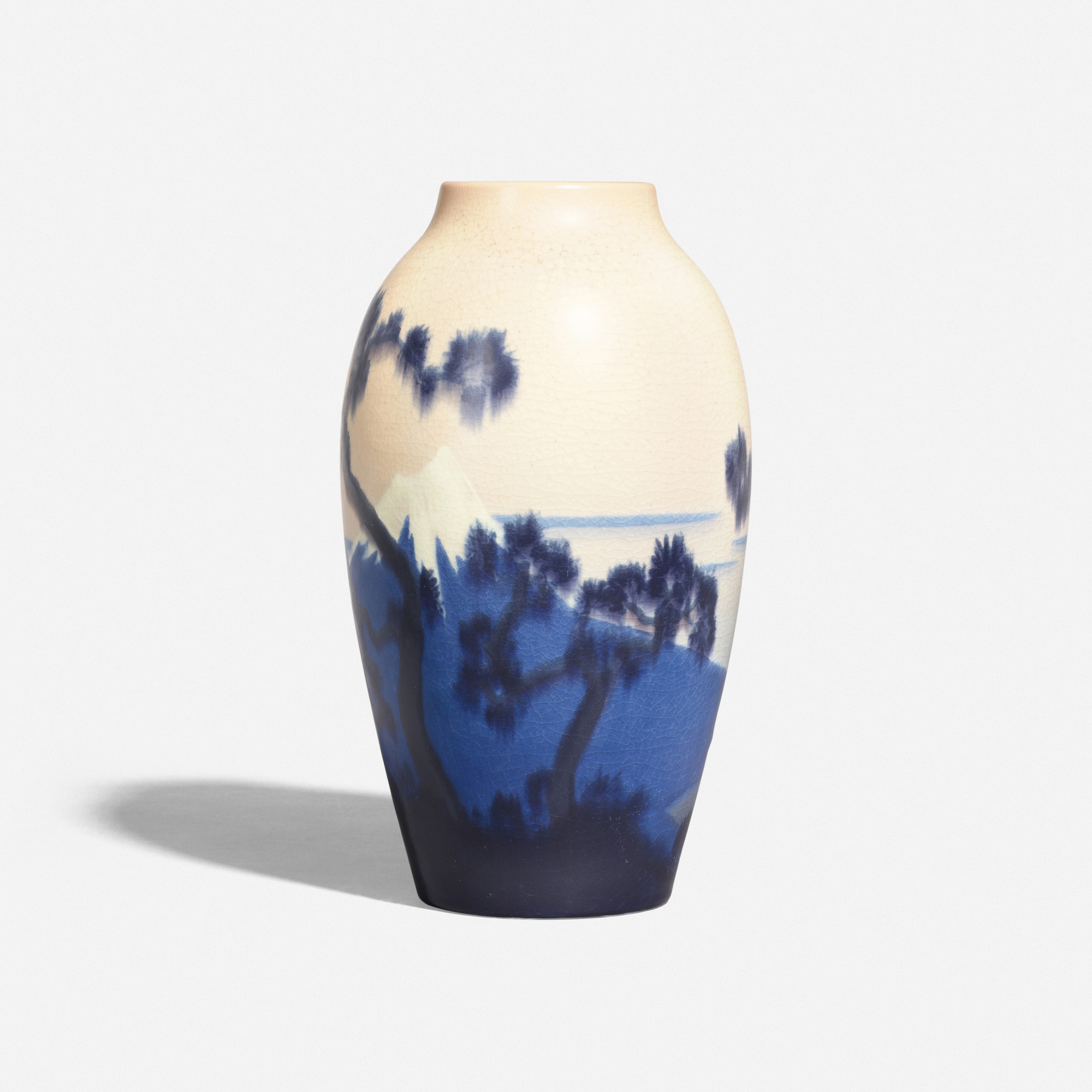 Blue & White Porcelain Trumpet Vase - Trailing Leaf Design Blue & White Porcelain Trumpet Vase - Trailing Leaf Design