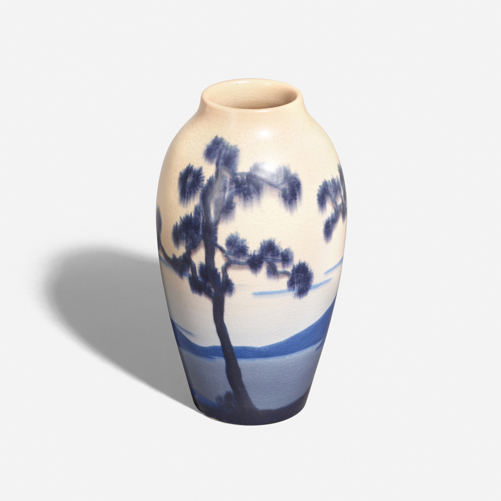 Blue & White Porcelain Trumpet Vase - Trailing Leaf Design Blue & White Porcelain Trumpet Vase - Trailing Leaf Design