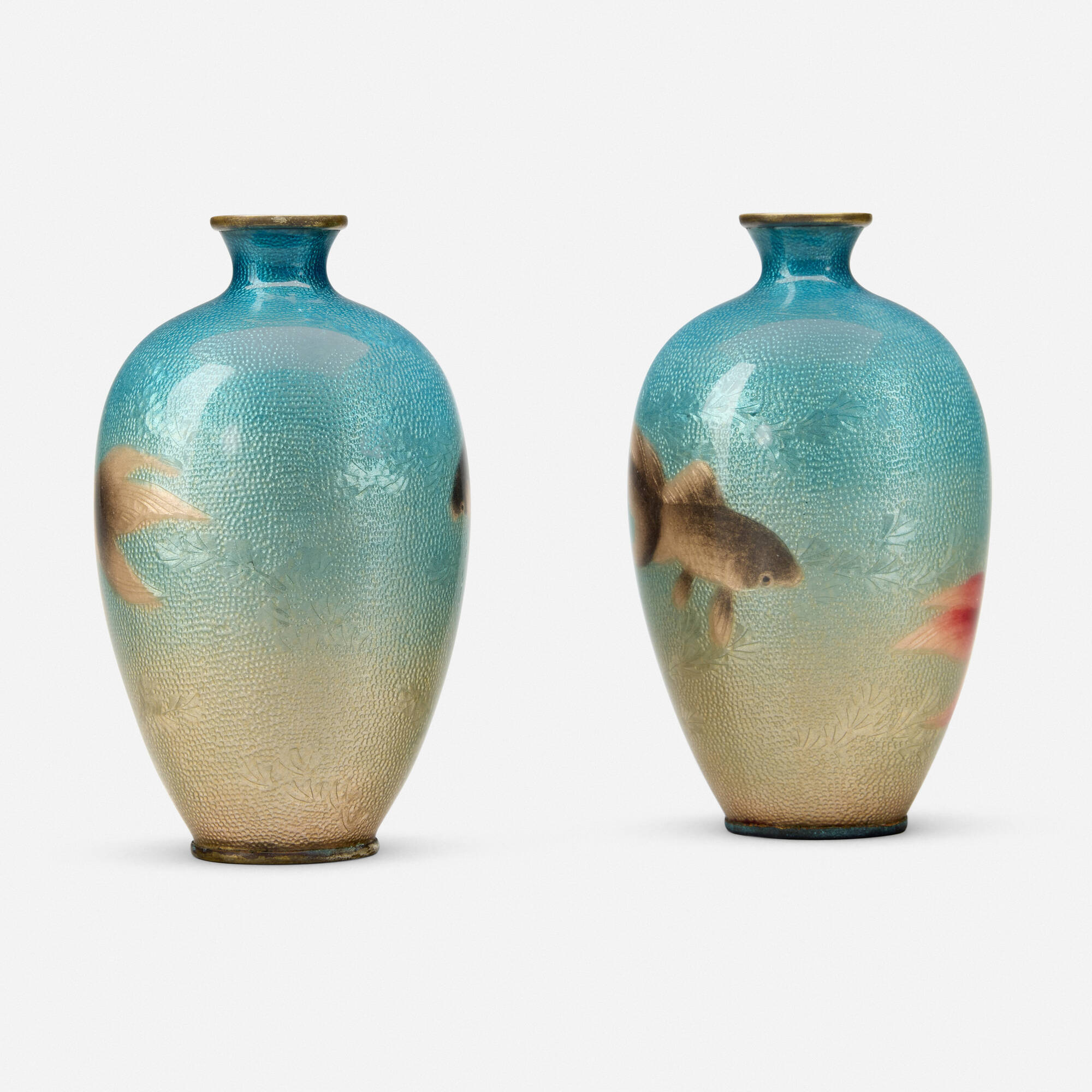 298: HAYASHI KODENJI, Vases with swimming goldfish, pair
