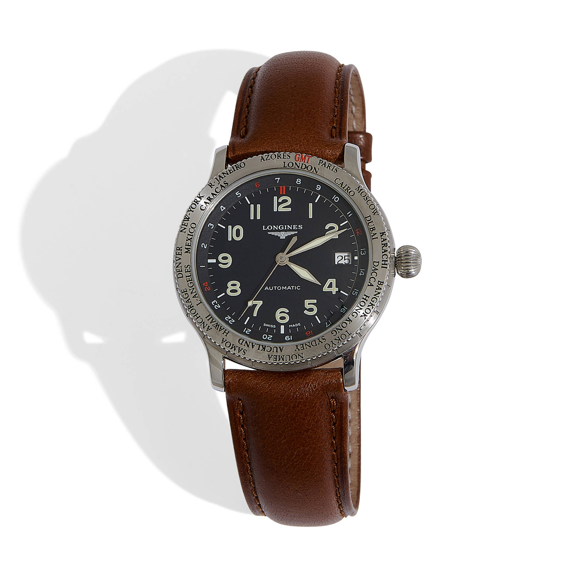 409 LONGINES World Timer Avigation GMT automatic wristwatch Ref. L2.611.4 Fine Art Furniture Decorative Arts 14 March 2021 Auctions Toomey Co. Auctioneers