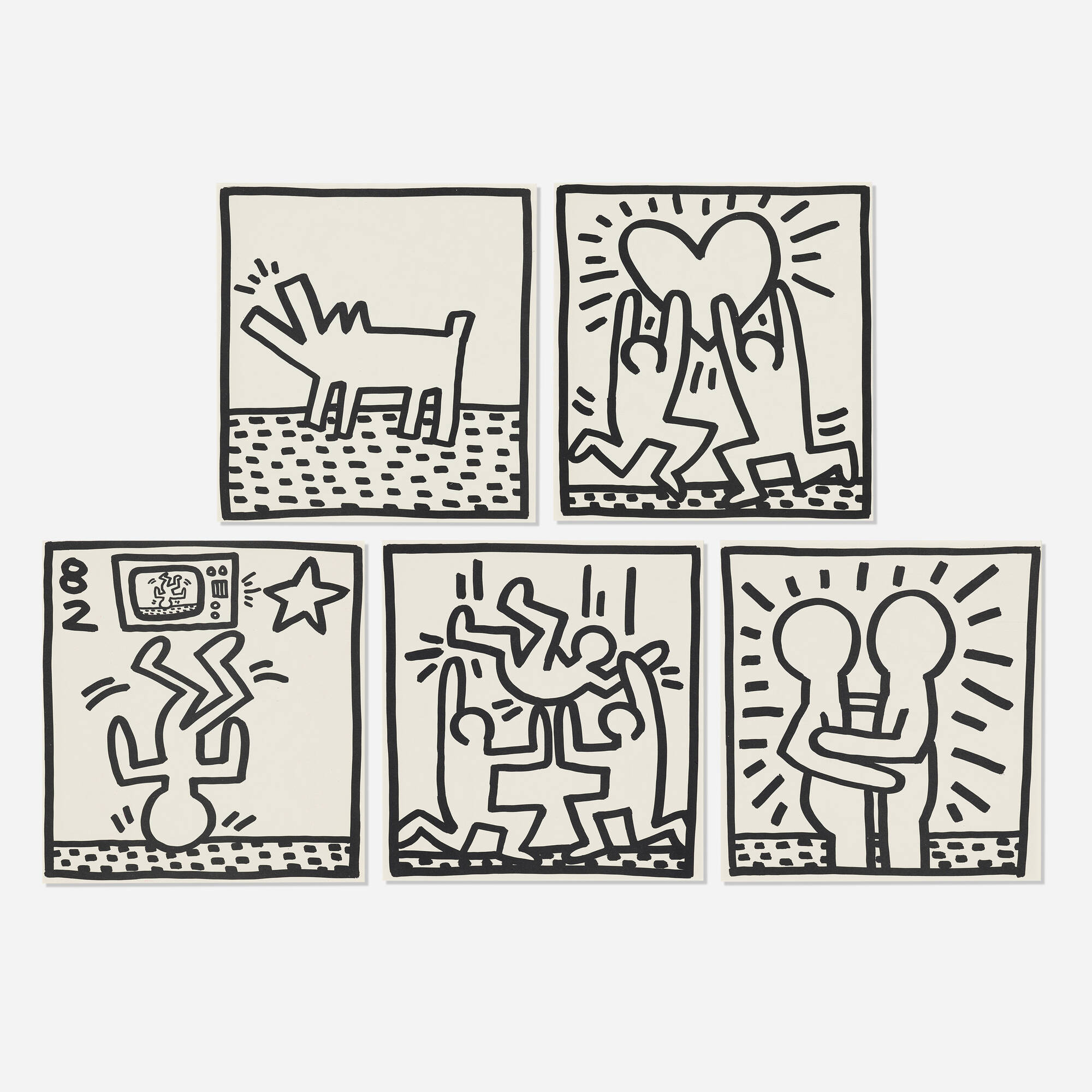 517: KEITH HARING, Untitled (five works from Keith Haring