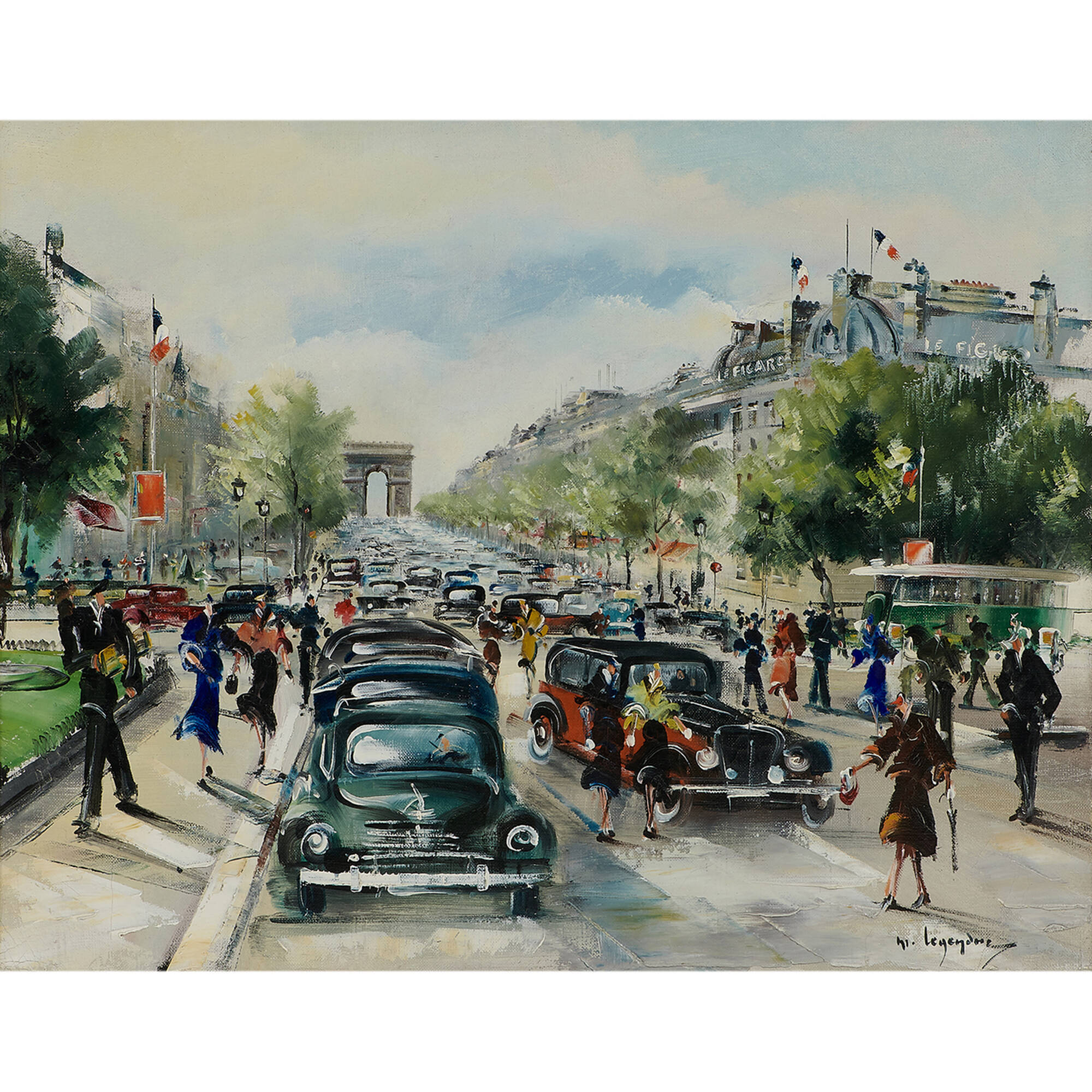 8: MAURICE LOUIS LEGENDRE, Parisian City Street Scene with L