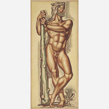 RENÉ BUTHAUD, Massive untitled preparatory drawing of a nude athlete (Hercules) | toomeyco.com