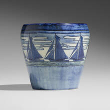 DESIREE ROMAN FOR NEWCOMB COLLEGE POTTERY, Rare and Early vase with sailboats | toomeyco.com