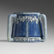 MAZIE TERESA RYAN FOR NEWCOMB COLLEGE POTTERY, Early three-handled tyg with bleeding hearts | toomeyco.com