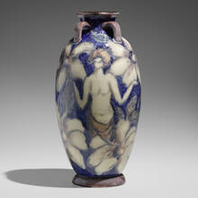 JENS JENSEN FOR ROOKWOOD POTTERY, Jewel Porcelain vase with nudes and magnolia | toomeyco.com