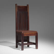 156 FRANK LLOYD WRIGHT Important tall back chair from the Susan L. Dana House Springfield IL Early 20th Century Design 2 March 2023 Auctions Toomey Co. Auctioneers