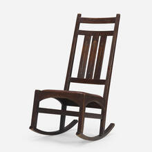 HARVEY ELLIS FOR GUSTAV STICKLEY, Rare high-back inlaid sewing rocker | toomeyco.com