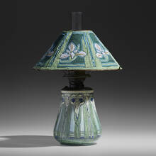 MARY SHEERER FOR NEWCOMB COLLEGE POTTERY, Important lamp with Louisiana Irises | toomeyco.com