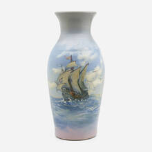HESTER PILLSBURY FOR WELLER POTTERY, Monumental Hudson scenic vase | Toomeyco.com