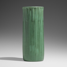R.A. HIRSCHFELD FOR TECO POTTERY, Rare vase with cattails, model 293 | toomeyco.com