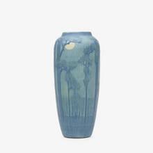 SADIE IRVINE FOR NEWCOMB COLLEGE POTTERY, vase with tall pines and full moon | toomeyco.com