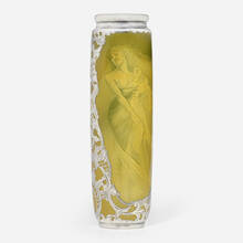 ROBERT BRUCE HORSFALL FOR ROOKWOOD POTTERY, Standard Glaze vase with semi-nude maiden and Rococo overlay | toomeyco.com