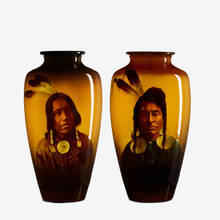 MATTHEW DALY FOR ROOKWOOD POTTERY, Standard Glaze Native American portrait vases, set of two | toomeyco.com