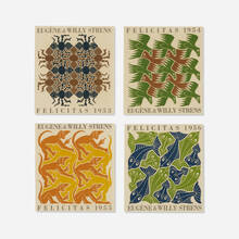 M.C. ESCHER, Earth; Air; Fire; Water (The Four Elements, Felicitas: New Year's Cards set, made for Eugène and Willy Strens) | toomeyco.com