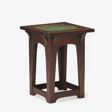 GUSTAV STICKLEY, early and rare tile-top tabouret, model 45 | toomeyco.com