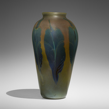 TIFFANY STUDIOS, Early and Monumental vase with peacock feathers | toomeyco.com