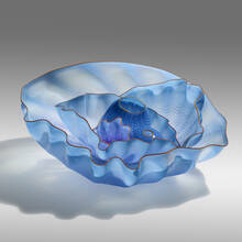 DALE CHIHULY, Raphael Blue Seaform Set with Straw Yellow Lip Wrap | toomeyco.com