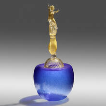 DALE CHIHULY, Golden Putti Dancing with Squid on Deep Blue Vessel | toomeyco.com