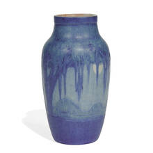 SADIE IRVINE FOR NEWCOMB COLLEGE POTTERY, Spanish Moss and Moon earthenware landscape vase | toomeyco.com